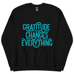 Load image into Gallery viewer, Gratitude Changes Everything Teal Graphic Sweatshirt
