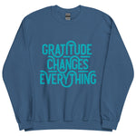 Load image into Gallery viewer, Gratitude Changes Everything Teal Graphic Sweatshirt

