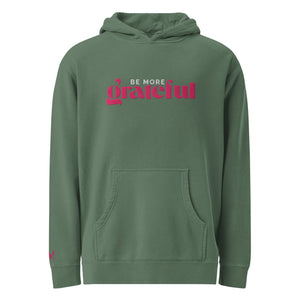 Be More Grateful Magenta Unisex Vintage Wash Premium Hoodie
