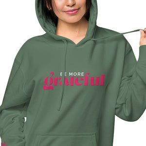 Be More Grateful Magenta Unisex Vintage Wash Premium Hoodie