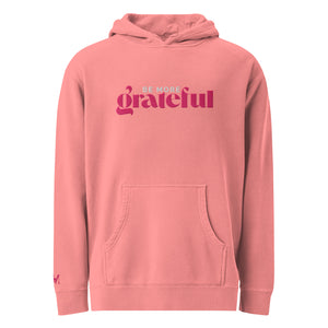 Be More Grateful Magenta Unisex Vintage Wash Premium Hoodie